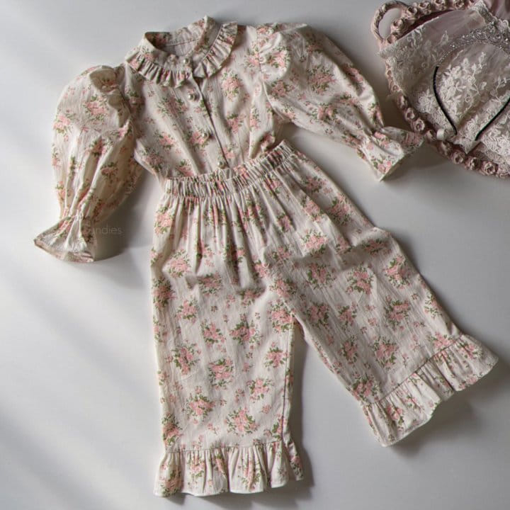 Eugenie Candies - Korean Children Fashion - #Kfashion4kids - Peach Rose Top Bottom Set - 12