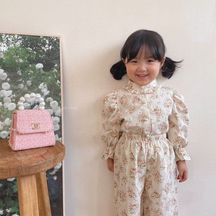 Eugenie Candies - Korean Children Fashion - #kidsstore - Peach Rose Top Bottom Set - 10