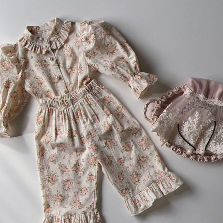 Eugenie Candies - Korean Children Fashion - #todddlerfashion - Peach Rose Top Bottom Set