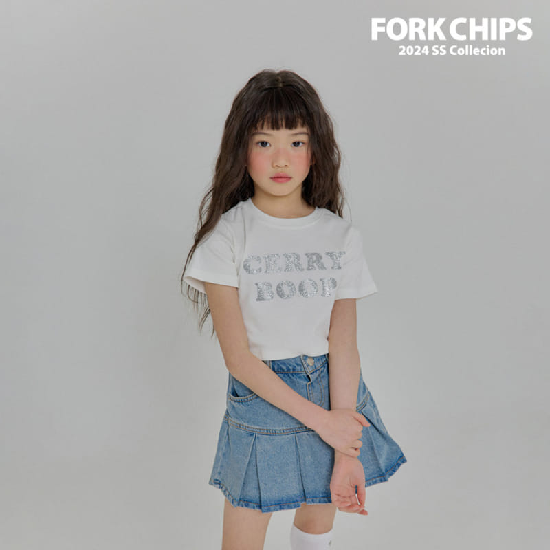 Fork Chips - Korean Children Fashion - #kidsshorts - Holic Denim Skirt - 4