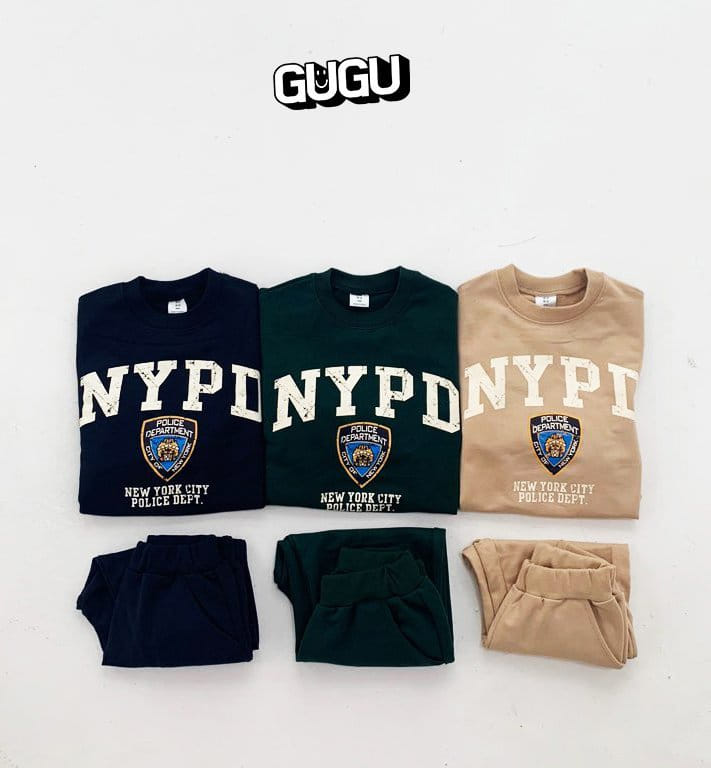 Gugu Kids - Korean Children Fashion - #Kfashion4kids - NYPD Top Bottom Set With Mom