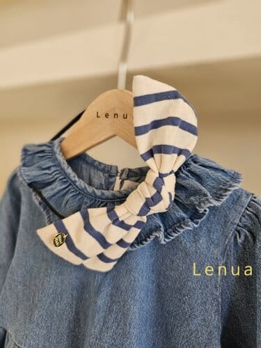 Lenua - Korean Children Fashion - #magicofchildhood - Neck Frill Denim One-Piece - 3