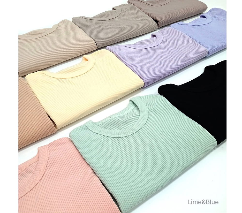 Lime & Blue - Korean Children Fashion - #kidsshorts - Rib Bong Bong Easy Wear