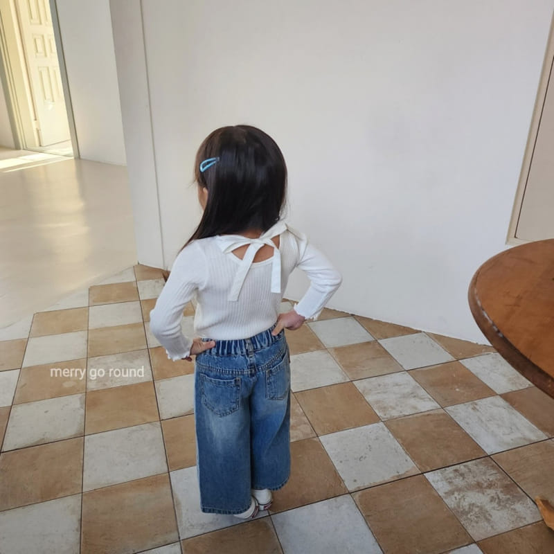 Merry Go Round - Korean Children Fashion - #magicofchildhood - Rib Ribbon Tee - 2