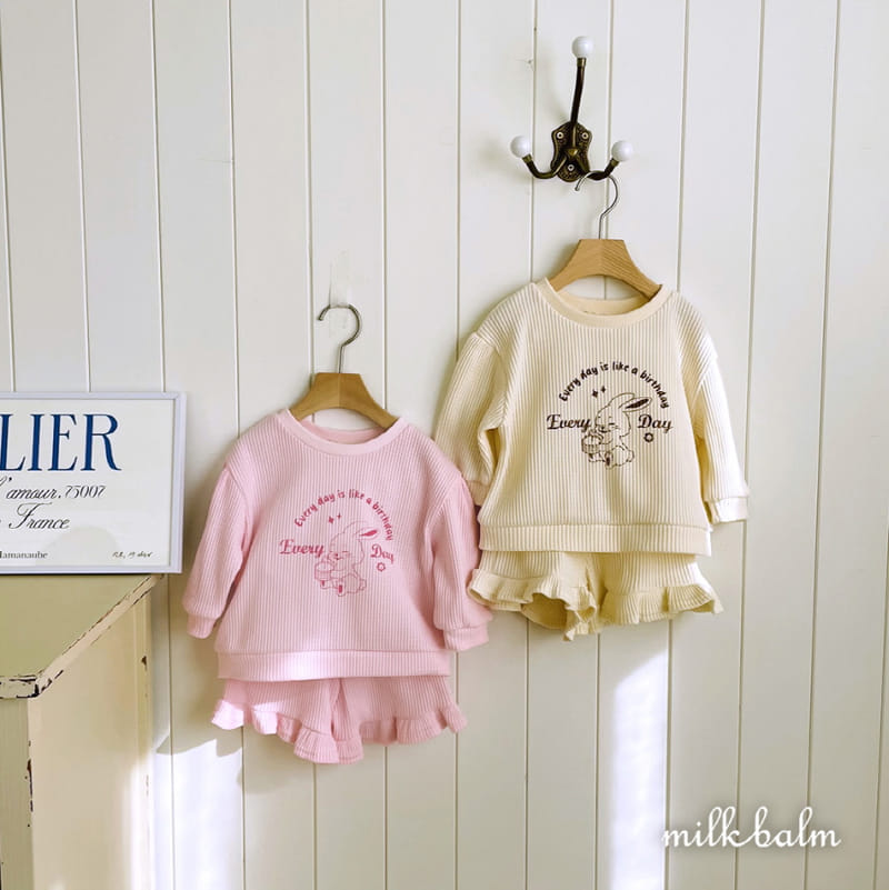 Milk Balm - Korean Children Fashion - #kidsshorts - Bunny Frill Top Bottom Set - 5