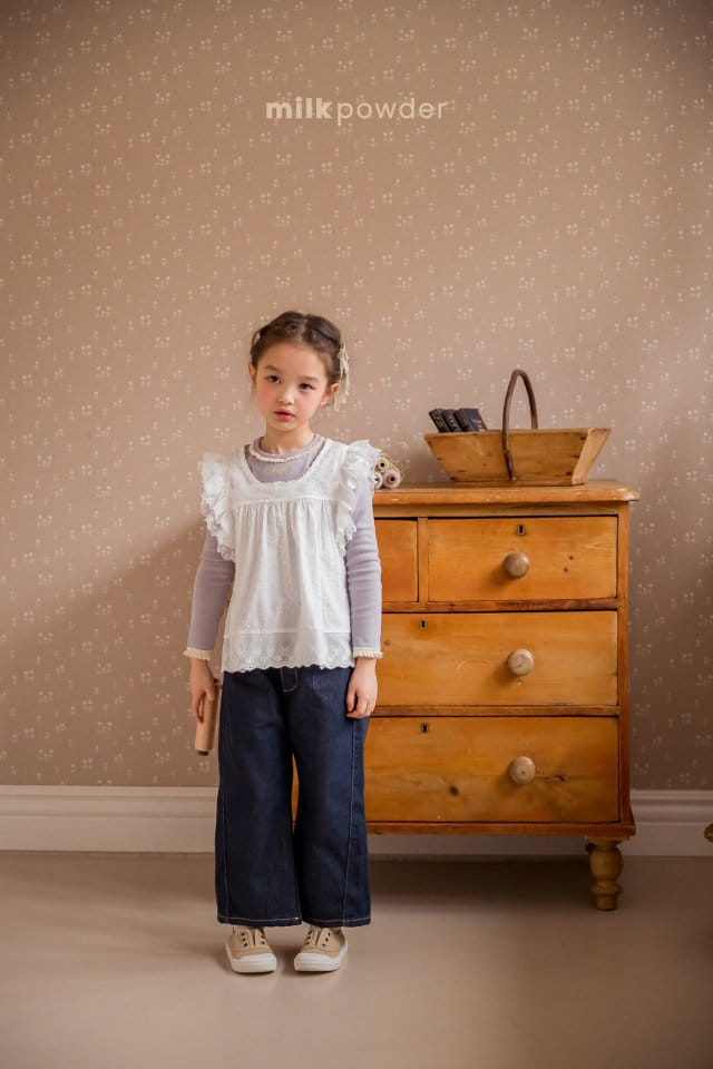 Milk Powder - Korean Children Fashion - #minifashionista - Curve Denim Pants - 8