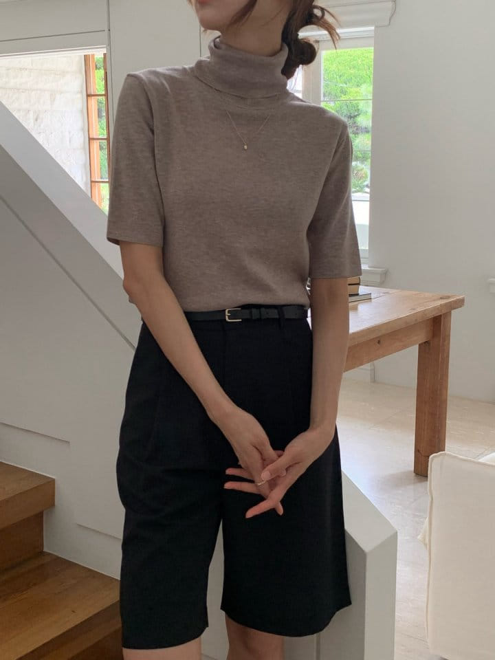Moani - Korean Women Fashion - #momslook - Turtle Neck Half Sleeves Knit Tee - 12