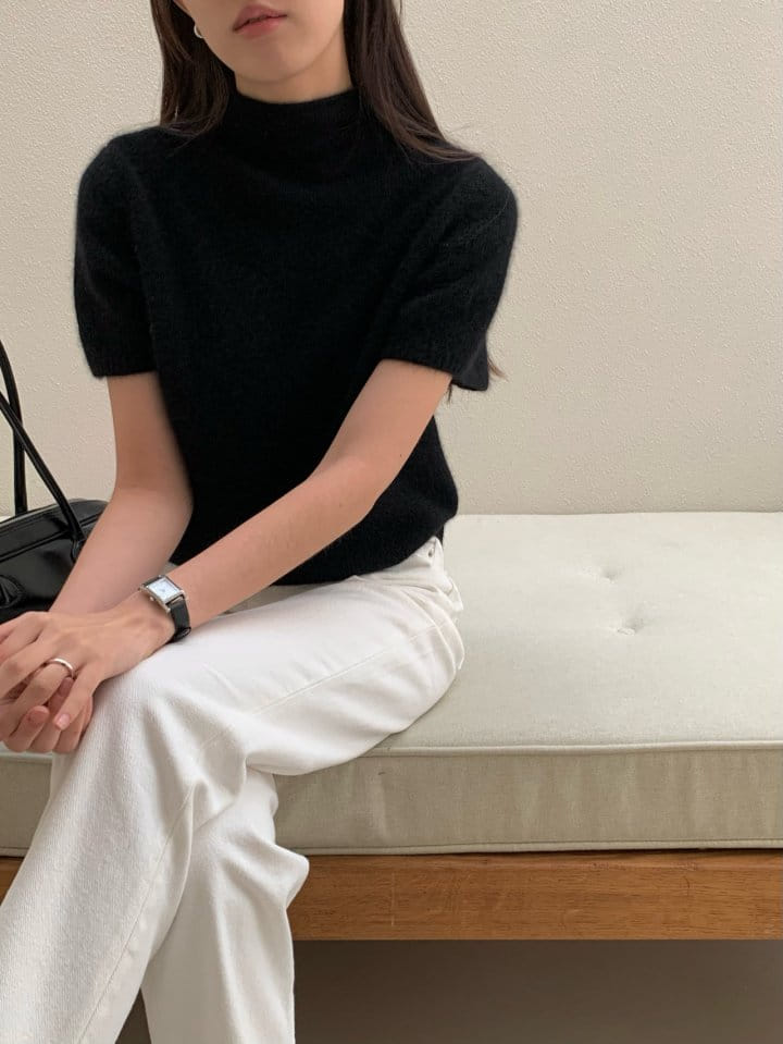 Moani - Korean Women Fashion - #momslook - Turtle Neck Half Sleeve Raccoon Knit Tee - 9