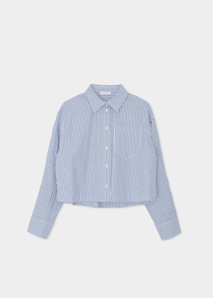 Moani - Korean Women Fashion - #womensfashion - French Stripe Crop Shirt - 9