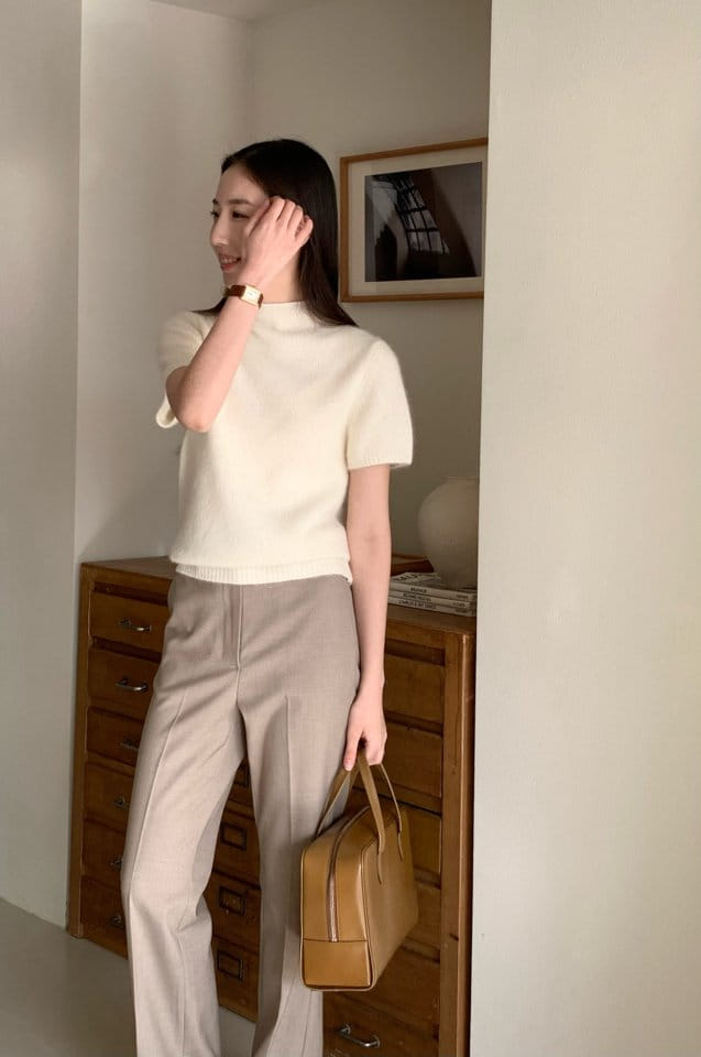 Moani - Korean Women Fashion - #womensfashion - Turtle Neck Half Sleeve Raccoon Knit Tee - 6