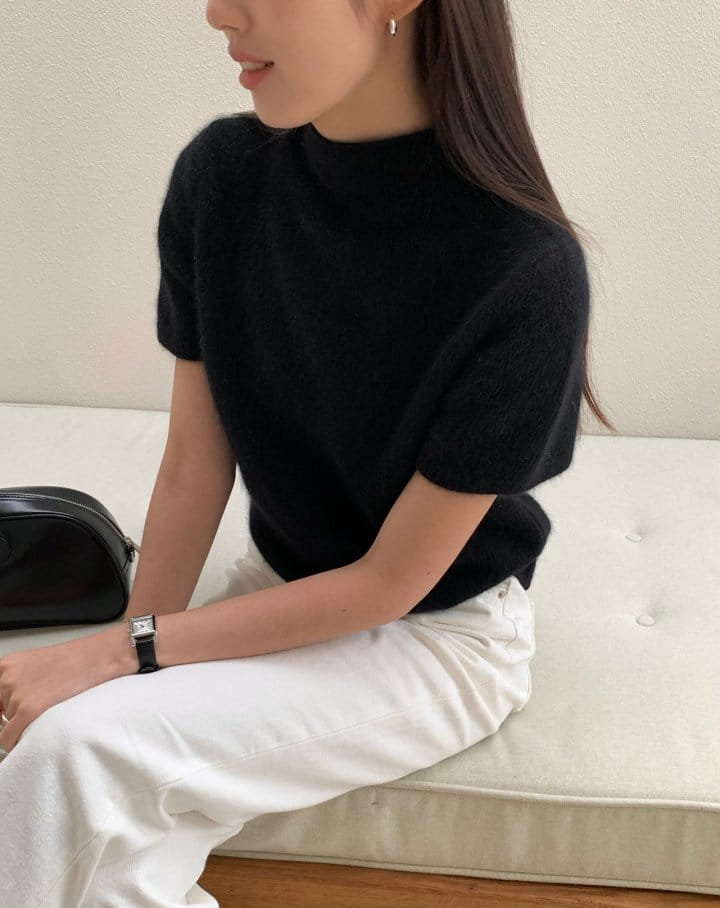 Moani - Korean Women Fashion - #womensfashion - Turtle Neck Half Sleeve Raccoon Knit Tee - 8