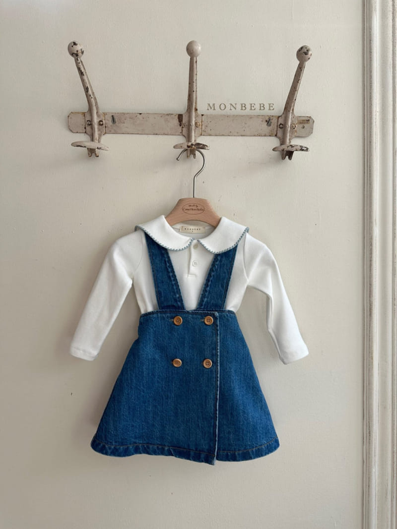 Monbebe - Korean Children Fashion - #childofig - Denim Dungarees Skirt - 4