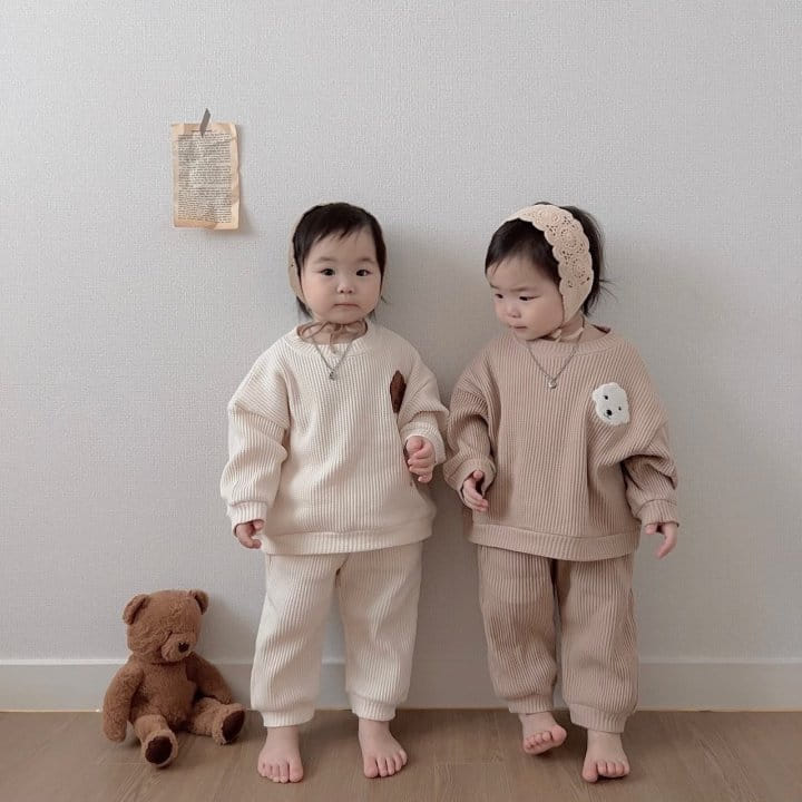 Moran - Korean Baby Fashion - #babyoninstagram - Waffle Puppy top Bottom Set - 10