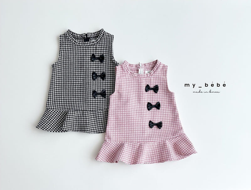 My Bebe - Korean Children Fashion - #childofig - Ribbon Check One-Piece - 3