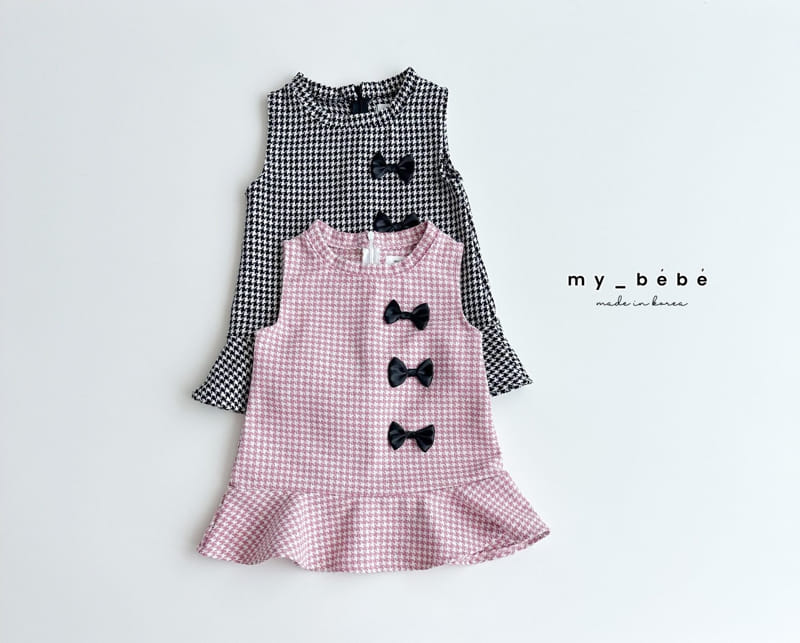 My Bebe - Korean Children Fashion - #childofig - Ribbon Check One-Piece - 4