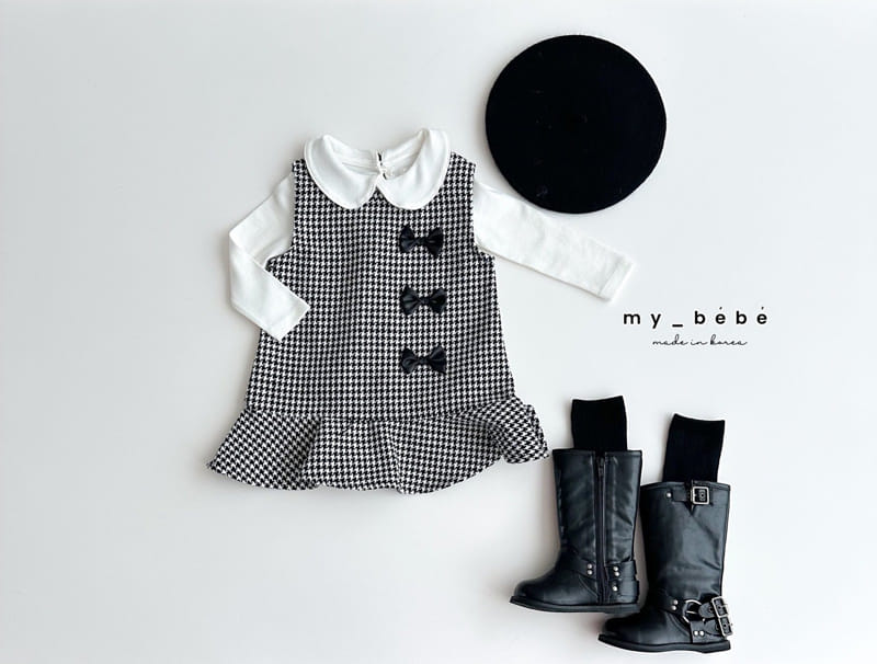 My Bebe - Korean Children Fashion - #fashionkids - Ribbon Check One-Piece - 8