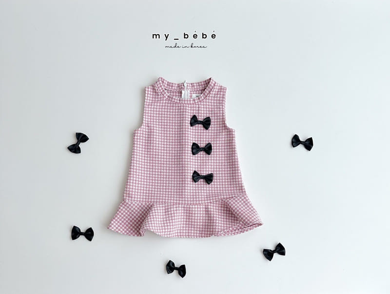 My Bebe - Korean Children Fashion - #kidzfashiontrend - Ribbon Check One-Piece - 11