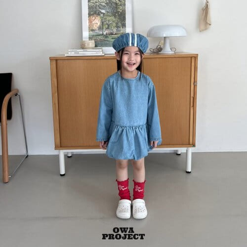 O Wa - Korean Children Fashion - #todddlerfashion - Shirring Denim One-Piece - 7