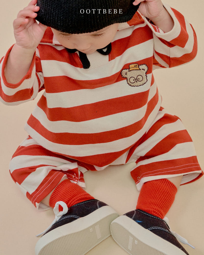 Oott Bebe - Korean Baby Fashion - #babyoutfit - Tick Tock Collar Body Suit - 6