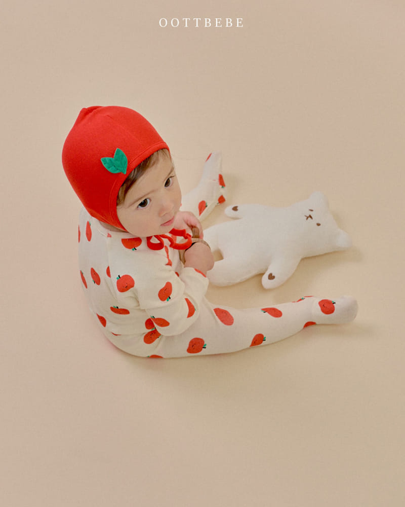 Oott Bebe - Korean Baby Fashion - #babyoutfit - Apple Three Type Set Body Suit - 4
