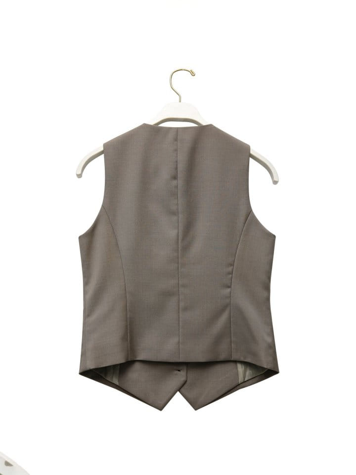 Paper Moon - Korean Women Fashion - #momslook - Sharkskin Fabric Tailored Set Up Vest - 10