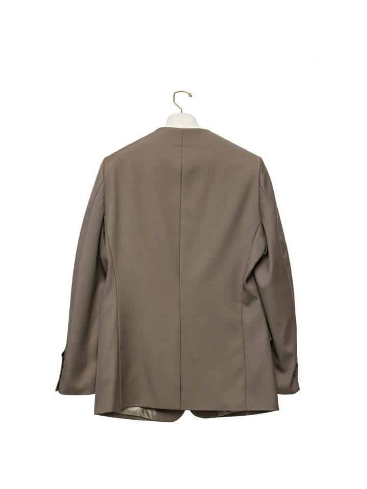 Paper Moon - Korean Women Fashion - #momslook - Sharkskin Fabric Collarless Oversized Set Up Blazer - 8