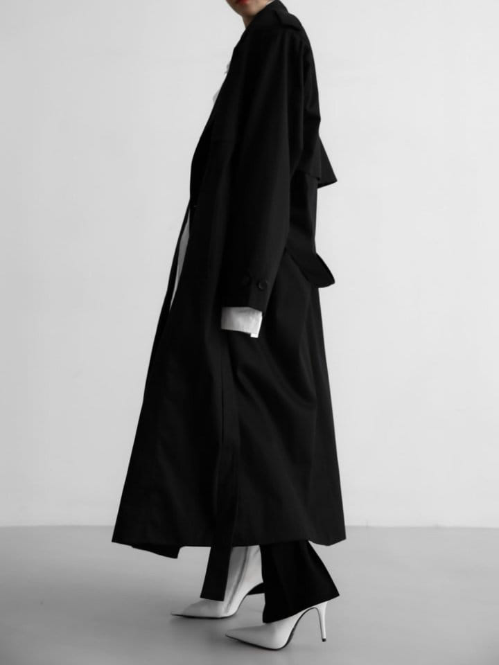 Paper Moon - Korean Women Fashion - #momslook - Padded Detail Oversized Double Breasted Trench Coat - 4