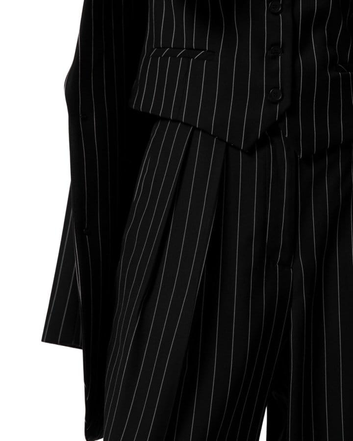 Paper Moon - Korean Women Fashion - #womensfashion - Wide Pin Stripe Set Up Suit Pleated Trousers - 8
