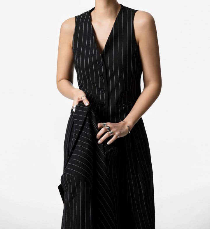Paper Moon - Korean Women Fashion - #womensfashion - Wide Pin Stripe Set Up Suit Vest