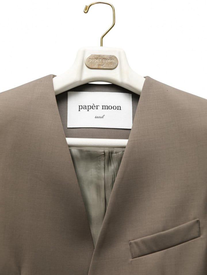 Paper Moon - Korean Women Fashion - #womensfashion - Sharkskin Fabric Collarless Oversized Set Up Blazer - 11