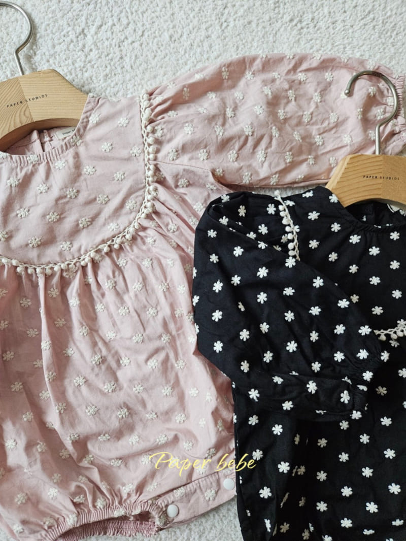 Paper Studios - Korean Baby Fashion - #babyoninstagram - Olive Embroidery One-Piece Body Suit - 4