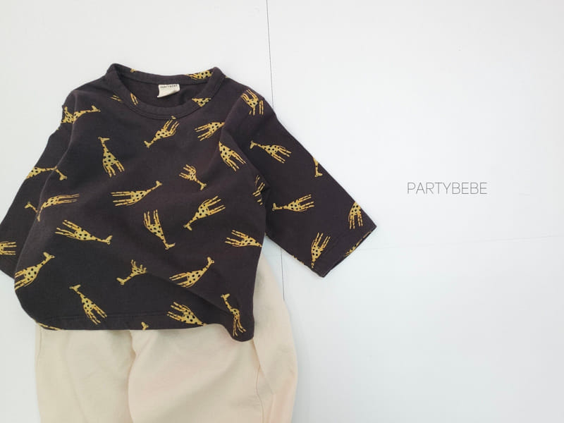Party Kids - Korean Baby Fashion - #babyoutfit - Giraffe Tee - 4