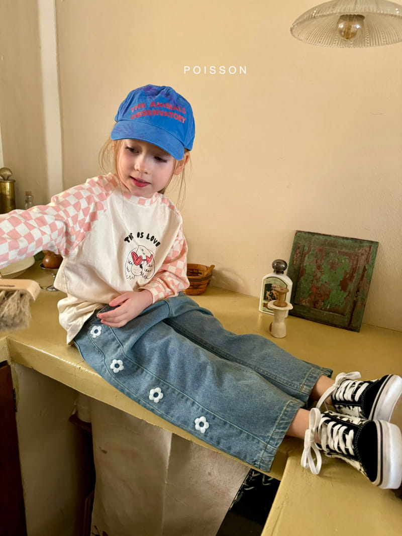 Poisson - Korean Children Fashion - #childrensboutique - Daisy Embroidery Denim Pants - 3