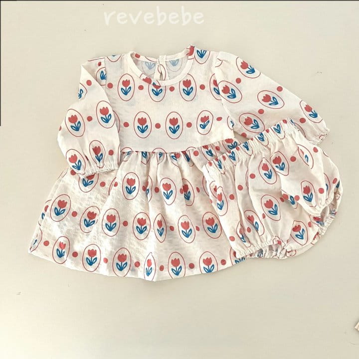 Reve Kid - Korean Baby Fashion - #babyoutfit - Flower Bloomers Top Bottom Set - 3
