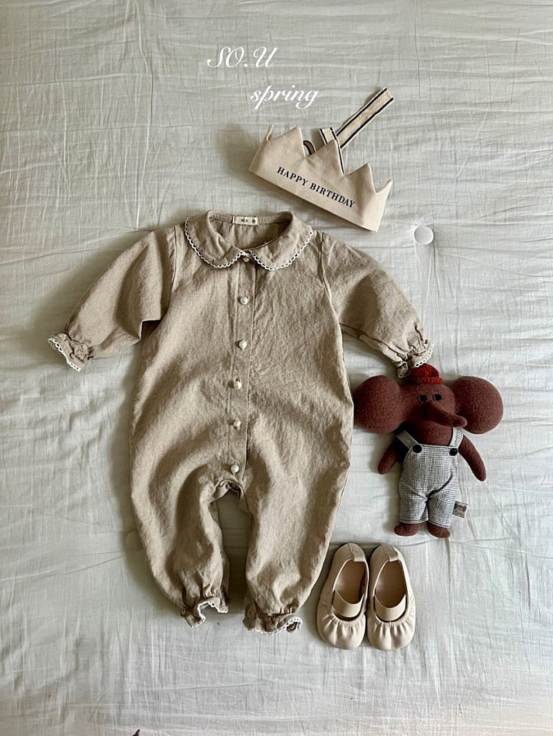 So U - Korean Baby Fashion - #babywear - linen Collar Jumpsuit - 9