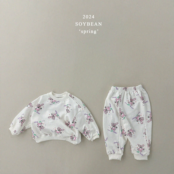 Soybean - Korean Children Fashion - #childrensboutique - Bunny Friends Top Bottom Set - 7