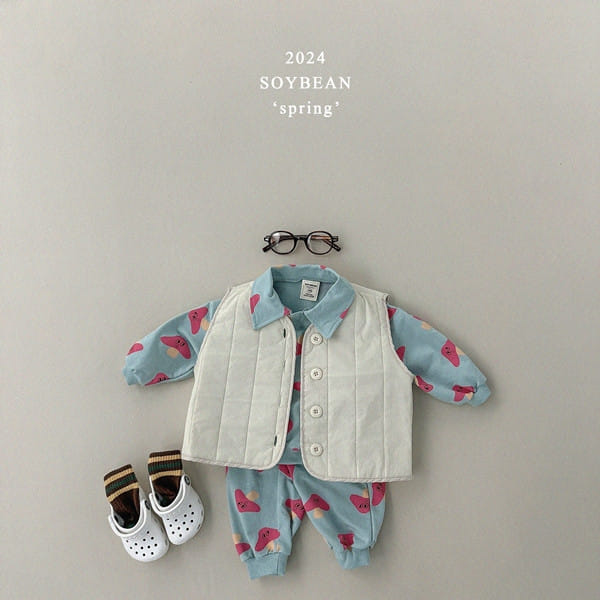 Soybean - Korean Children Fashion - #designkidswear - Collar Mushroom Top Bottom Set - 4