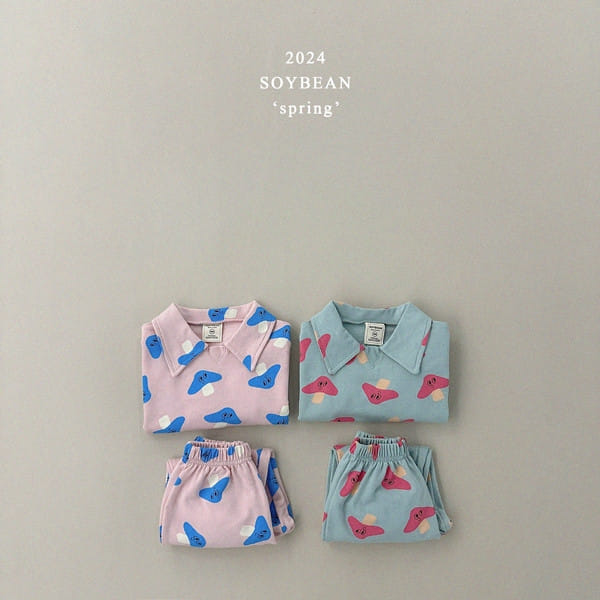 Soybean - Korean Children Fashion - #fashionkids - Collar Mushroom Top Bottom Set - 5
