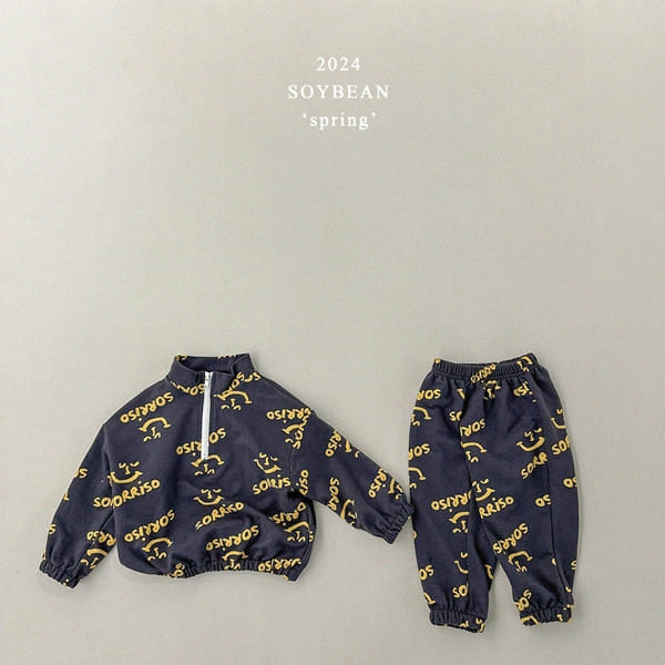 Soybean - Korean Children Fashion - #kidsshorts - Loose Fit Miso Zip Up Top Bottom Set - 11