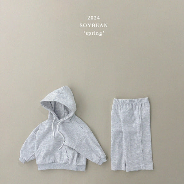 Soybean - Korean Children Fashion - #kidsshorts - Hoody Wide Top Bottom Set - 9