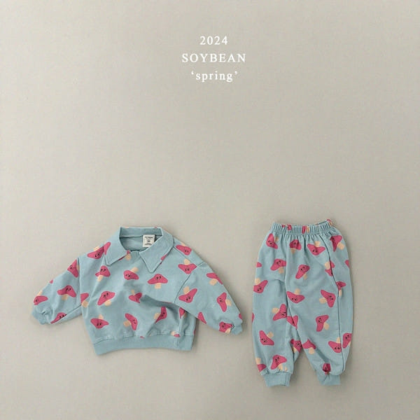 Soybean - Korean Children Fashion - #kidsstore - Collar Mushroom Top Bottom Set - 7