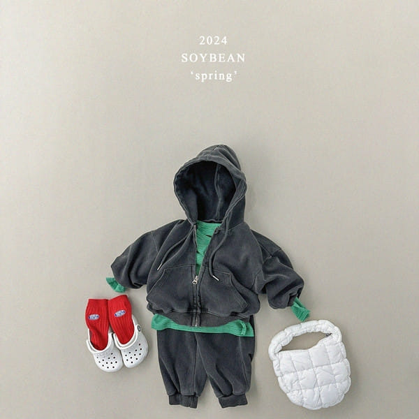 Soybean - Korean Children Fashion - #littlefashionista - Dyeing Hoody Zip Up Top Bottom Set - 3