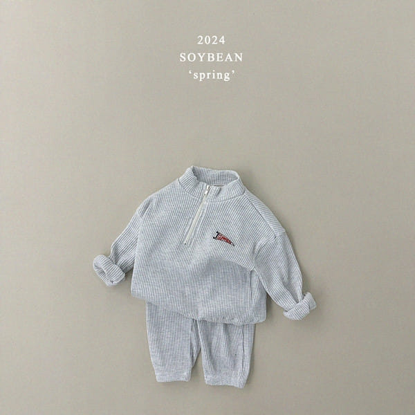Soybean - Korean Children Fashion - #magicofchildhood - Loose Fit Half Waffle Top Bottom Set - 10