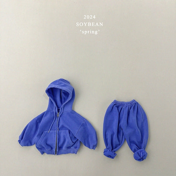 Soybean - Korean Children Fashion - #littlefashionista - Dyeing Hoody Zip Up Top Bottom Set - 4