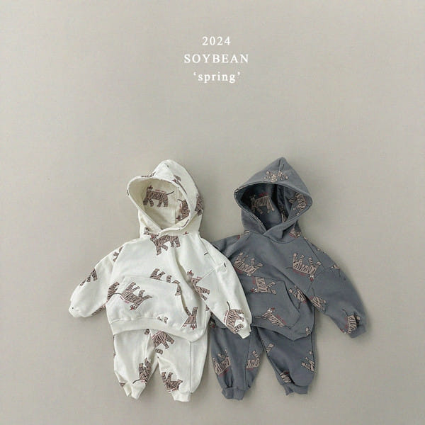 Soybean - Korean Children Fashion - #minifashionista - Growl Hoody Top Bottom Set