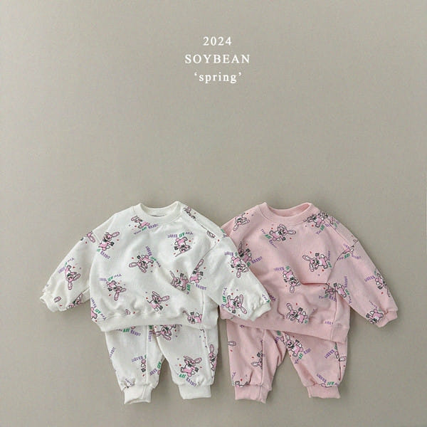 Soybean - Korean Children Fashion - #minifashionista - Bunny Friends Top Bottom Set