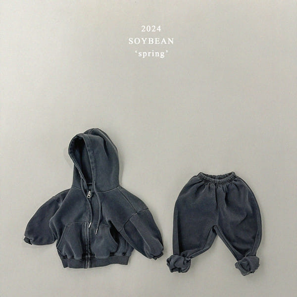 Soybean - Korean Children Fashion - #minifashionista - Dyeing Hoody Zip Up Top Bottom Set - 5