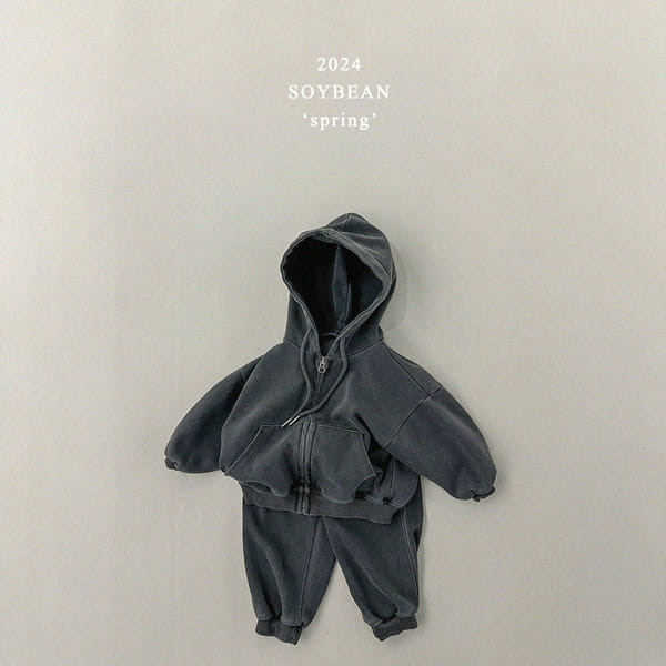 Soybean - Korean Children Fashion - #todddlerfashion - Dyeing Hoody Zip Up Top Bottom Set - 7