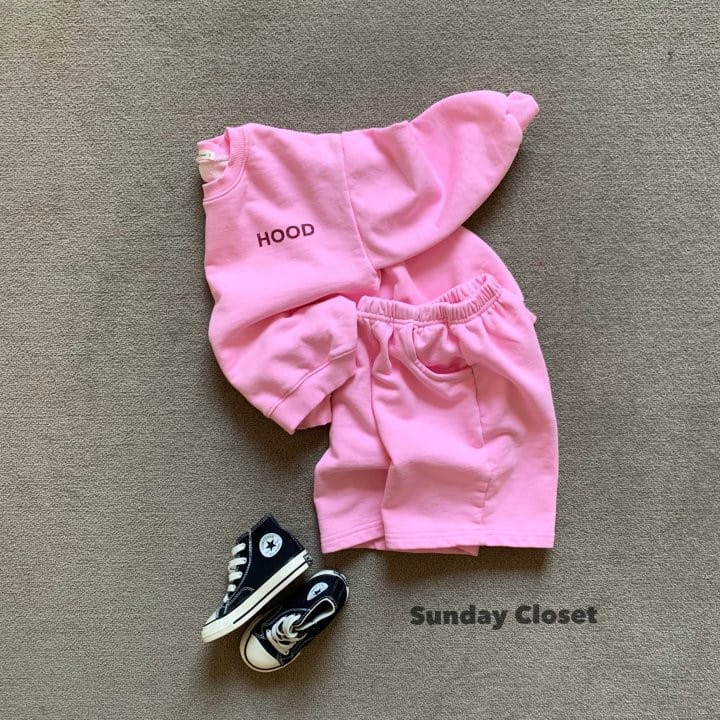 Sunday Closet - Korean Children Fashion - #kidsstore - Hood Shorts Top Bottom Set - 3