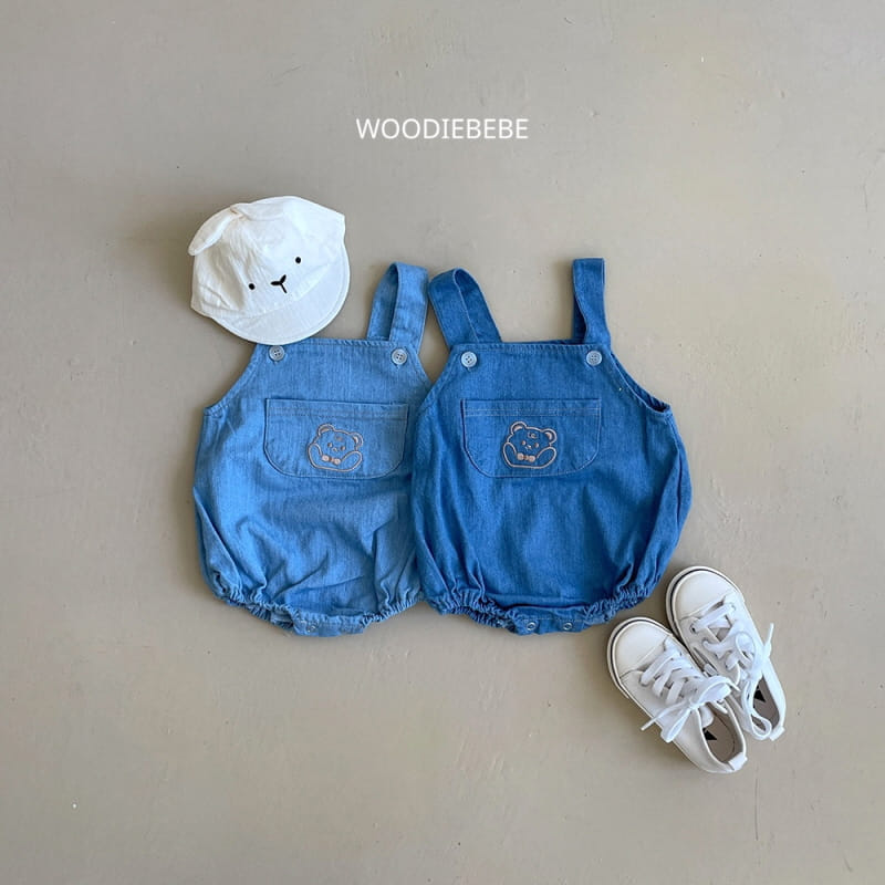 Woodie - Korean Baby Fashion - #babyclothing - Denim Bear Body Suit
